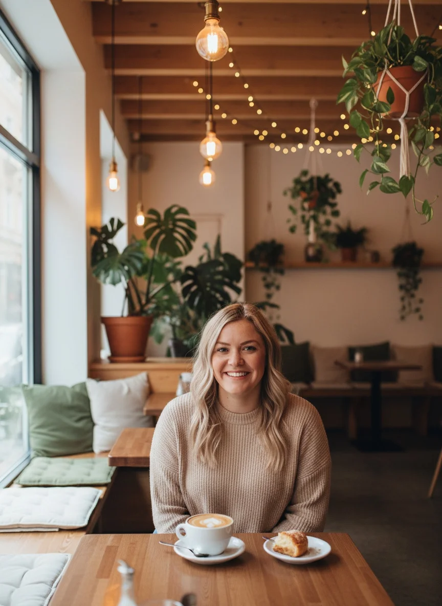 Café acogedor - Energía casual de primera cita con vibra natural y conversable